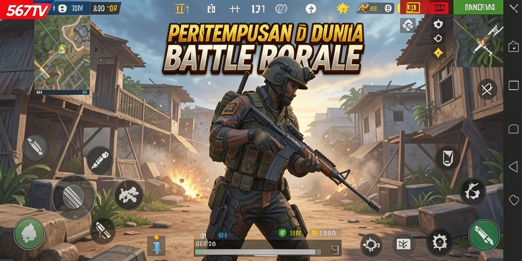 Gameplay seru pertempuran Battle Royale yang memukau.