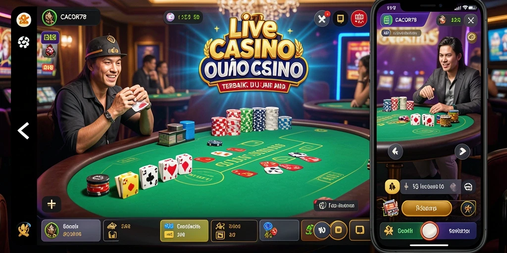 Screenshot utama CACOR78 menunjukkan pemain menikmati permainan Live Casino yang seru.