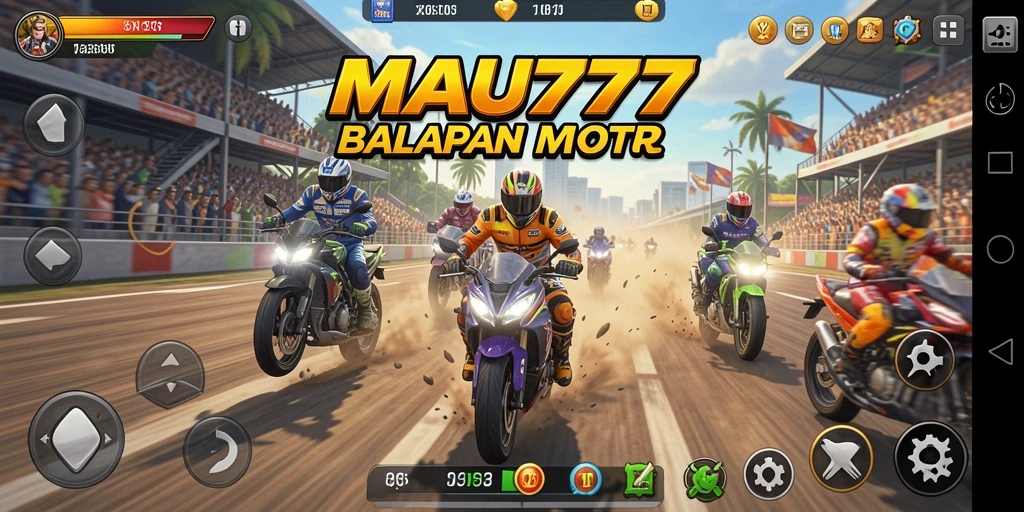 Tampilan gameplay seru di lintasan balapan MAU777.