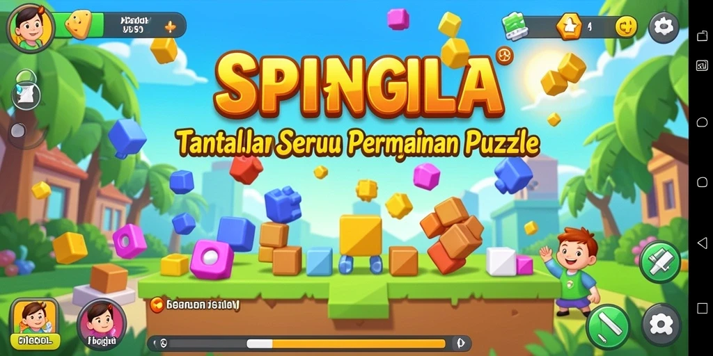 Tampilan gameplay SPINGILA yang penuh warna dan menantang.